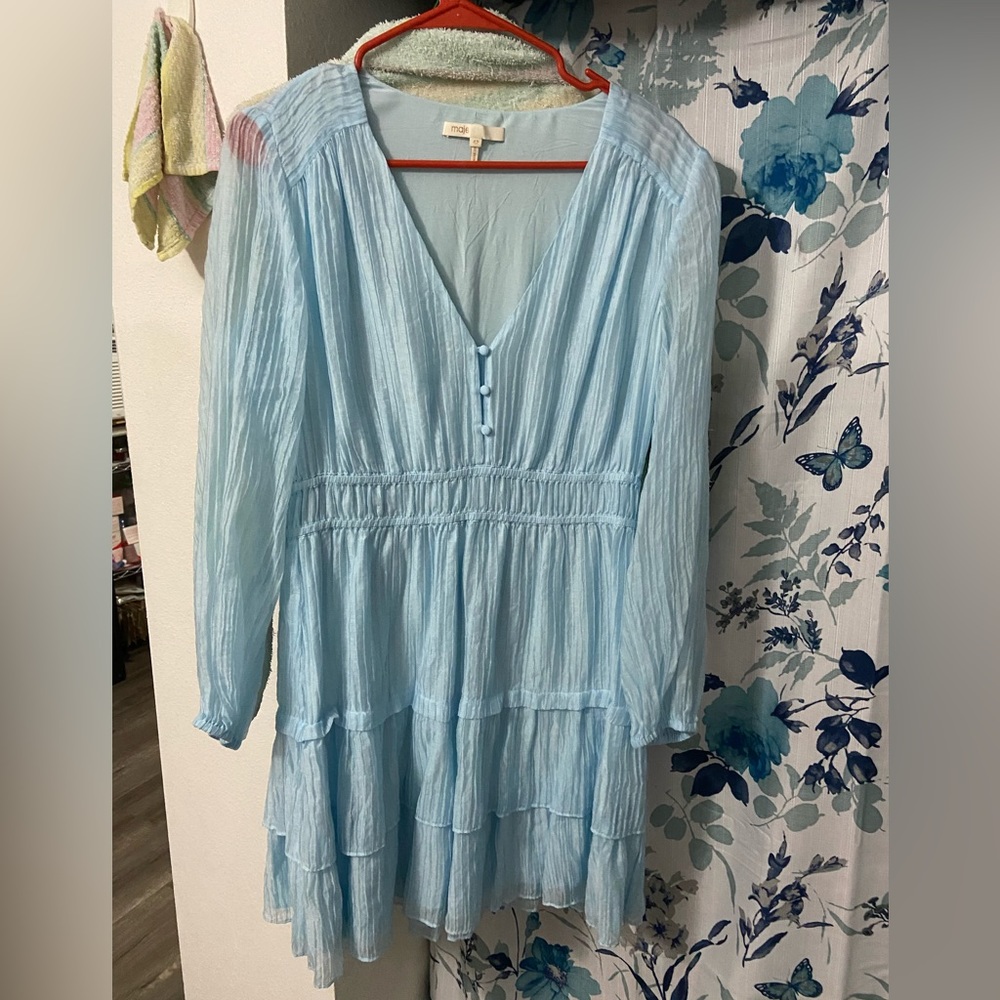Maje Pleated Ruffle Dress